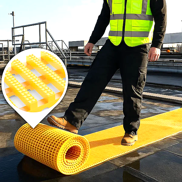 Light Goldenrod Non-Slip Safety Walkway Matting with Drainage System