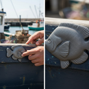 Dark Slate Gray Premium Left Hand Coral Fish Cast Badge - 100mm x 125mm for Decorative Use - High-Quality Professional Grade for Industrial and Commercial Applicat...