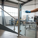 White Smoke Premium 316 Stainless Steel Ready Made Glass Balustrade Kit End Post with Base Plate and Glass Clamps
