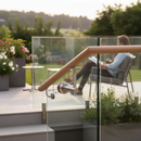 White Smoke Premium Adjustable Handrail Glass Bracket for 42.4mm Glass, 316 Stainless Steel with Satin Finish