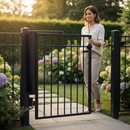 Black Premium Motorised Gate Closer for Pedestrian Swing Gates with Integrated Electronics and Vandal-Proof Design