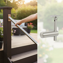 Antique White Premium Adjustable Handrail Bracket with Flat Back for 42.4mm Tube - Durable and Versatile Design