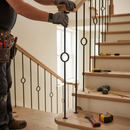 Rosy Brown Premium Heavy Duty Stair Spindle with Single Circle Panel, 12.5mm Square Hollow, Powder Coated Black Finish, 1117mm Height