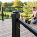 Black Premium Aluminium Baluster Collar on Rake for 16mm Diameter with Black Powder Coating - 48mm Height and 34mm Width