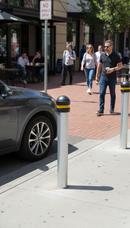 Light Gray Heavy Duty Galvanised Steel Bollard with Reflective Cap, 89mm x 1370mm, Ideal for Security and Traffic Control