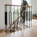 Gray Premium Heavy Duty Stair Spindle with Oval Panel Design - 1117mm Height and 98mm Width, Powder Coated Black Finish