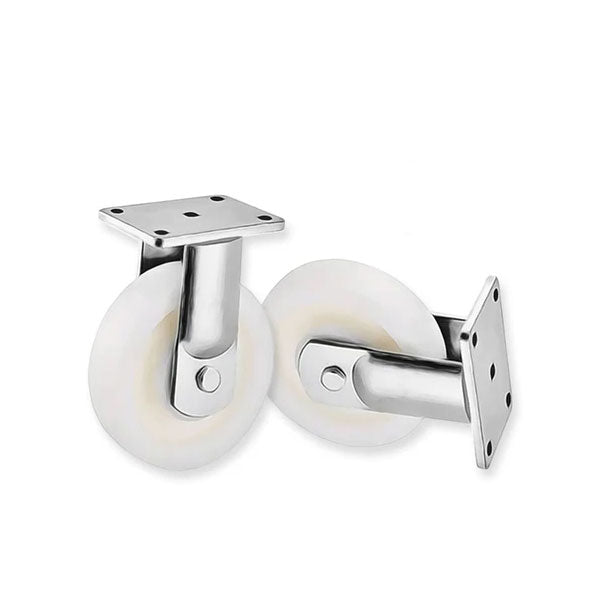 Light Gray 200mm Extra Heavy Duty Swivel, Fixed & Total Stop Braked Castor With Cast Nylon Wheel & Ball Bearing 1000Kg Load Capacity