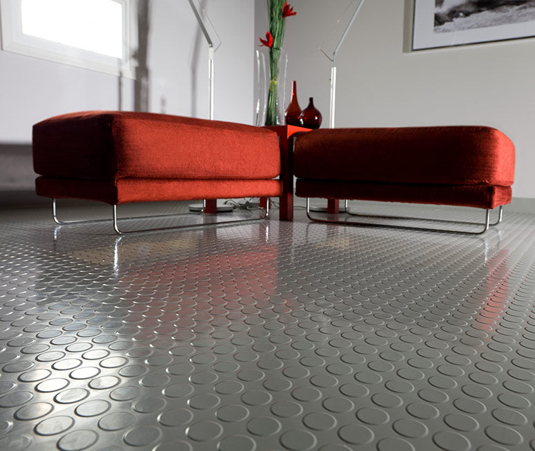 Dim Gray Non Slip Rubber Flooring Rolls - Studded Dot Pattern for Enhanced Safety