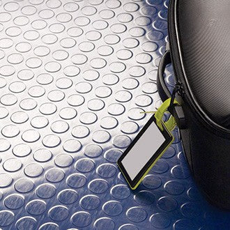 Light Gray Non-Slip Heavy-Duty Rubber Floor Matting with Dot Stud Penny Pattern