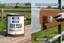 High-conversion hero showing Industrial Supplies Co High Build Vinyl Paint application on galvanised metal