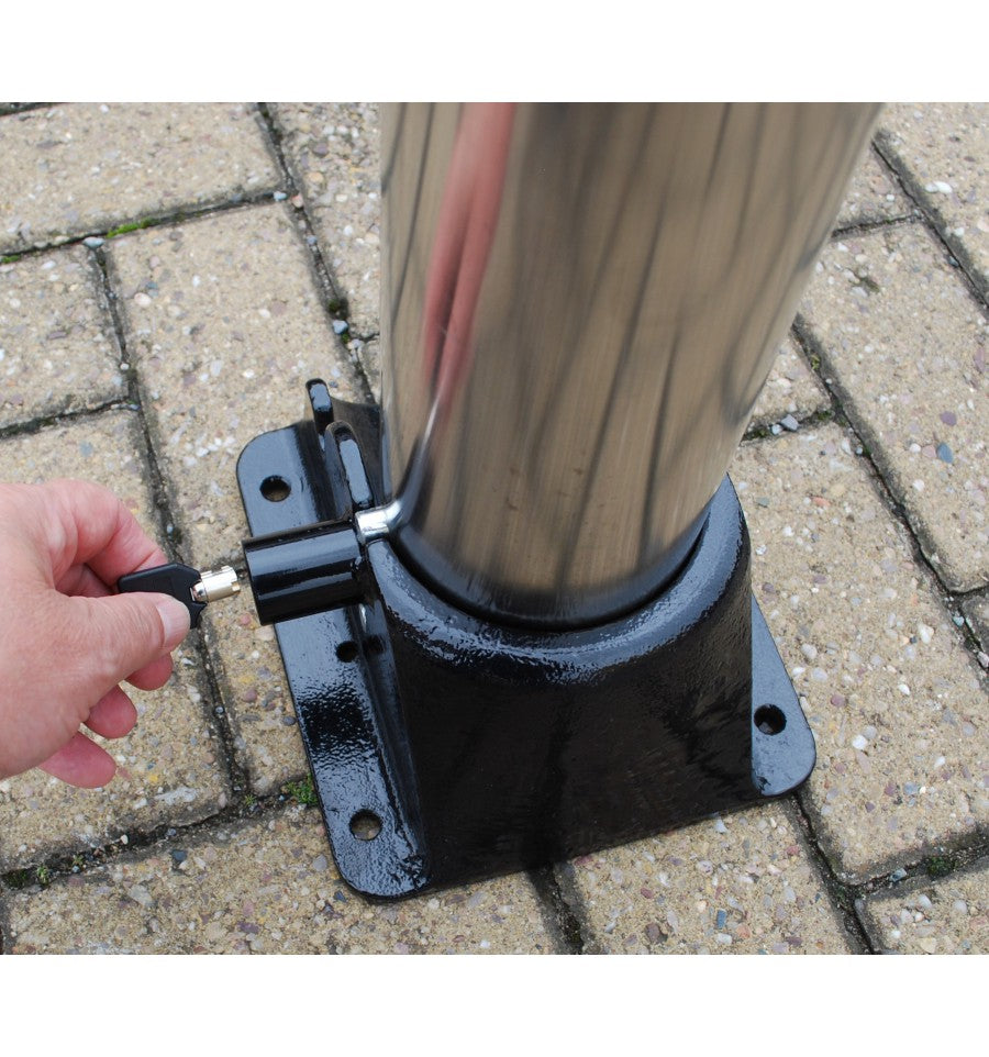 Light Slate Gray Heavy Duty Stainless Steel Fold Down Bollard with Chain Eyelet