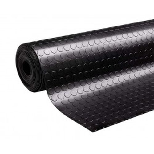 Dark Slate Gray Non-Slip Heavy Duty Rubber Flooring Rolls with Studded Dot Penny Pattern for Maximum Safety