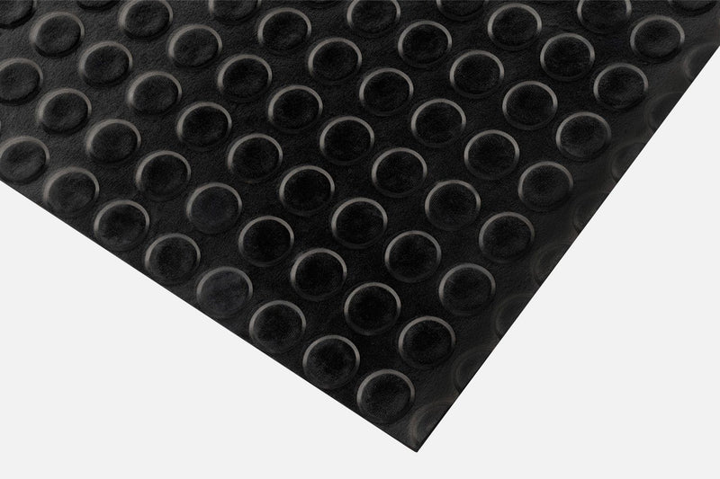 Black Non Slip Rubber Flooring Rolls - Studded Dot Pattern for Enhanced Safety