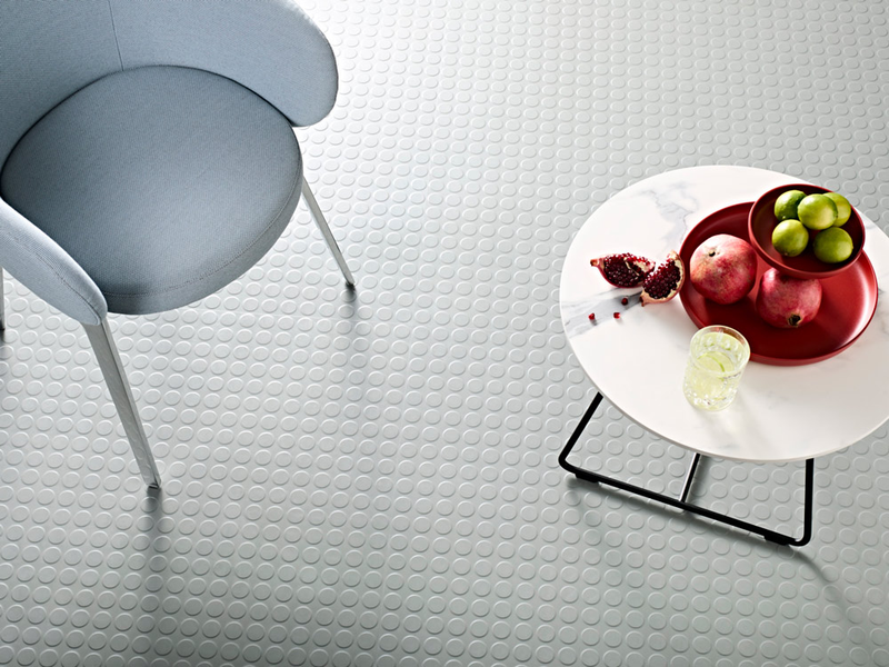 Gray Non-Slip Heavy-Duty Rubber Floor Matting with Dot Stud Penny Pattern