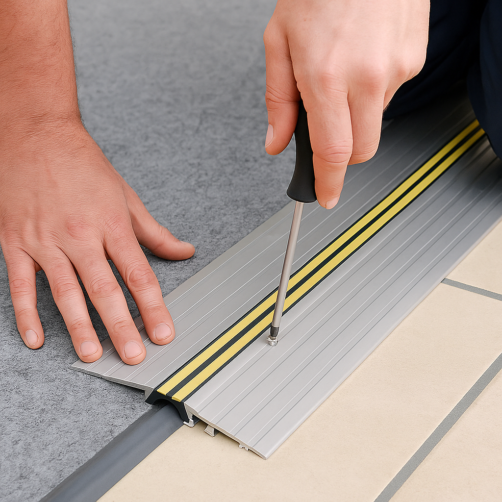 Aluminium Garage Door Threshold Seal Kit 25mm Heavy-Duty Ramp Barrier for Water, Dust & Forklift Access