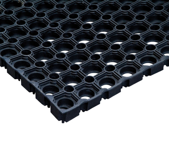 Black Anti-Slip Rubber Mat Hollow Design with Drainage Holes for Maximum Safety