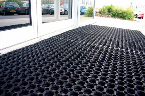 Dark Slate Gray Anti-Slip Rubber Mat Hollow Design with Drainage Holes for Maximum Safety