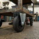 Dim Gray 100mm Pressed Steel Fixed Castor with Black Rubber on Polypropylene Wheel - 75kg Load Capacity