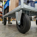 Slate Gray 150mm Pressed Steel Fixed Castor with Black Rubber on Polypropylene Wheel - 130kg Load Capacity