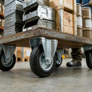 Dark Gray 200mm Pressed Steel Fixed Castor Wheel - Black Rubber on Pressed Steel - 180kg Load Capacity