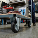 Black 125mm Pressed Steel Fixed Castor Wheel - Black Rubber on Pressed Steel - 110kg Load Capacity