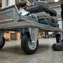 Light Slate Gray 80mm Pressed Steel Fixed Castor Wheel - Black Rubber on Pressed Steel - 60kg Load Capacity