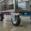 Dim Gray 200mm Pressed Steel Swivel Castor Wheel with Directional Brake & Top Plate - Black Rubber - 180kg Load