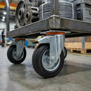 Dim Gray 150mm Pressed Steel Swivel Castor Wheel with Directional Brake & Top Plate - Black Rubber - 130kg Load