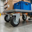 Dark Gray 125mm Pressed Steel Swivel Castor Wheel with Directional Brake & Top Plate - Black Rubber - 110kg Load