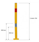 Goldenrod Yellow & Red Bendy Bolt Down Tall Static Parking Post