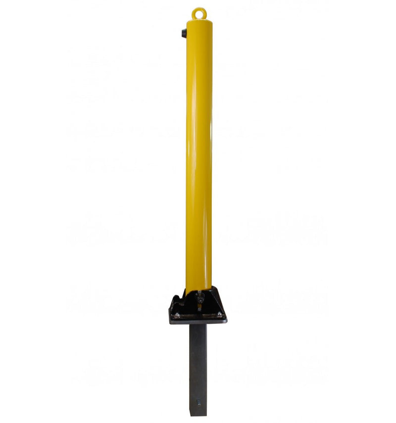 Dark Goldenrod Yellow Fold Down Parking Post With Ground Spigot, Integral Lock & Top Mounted Eyelet