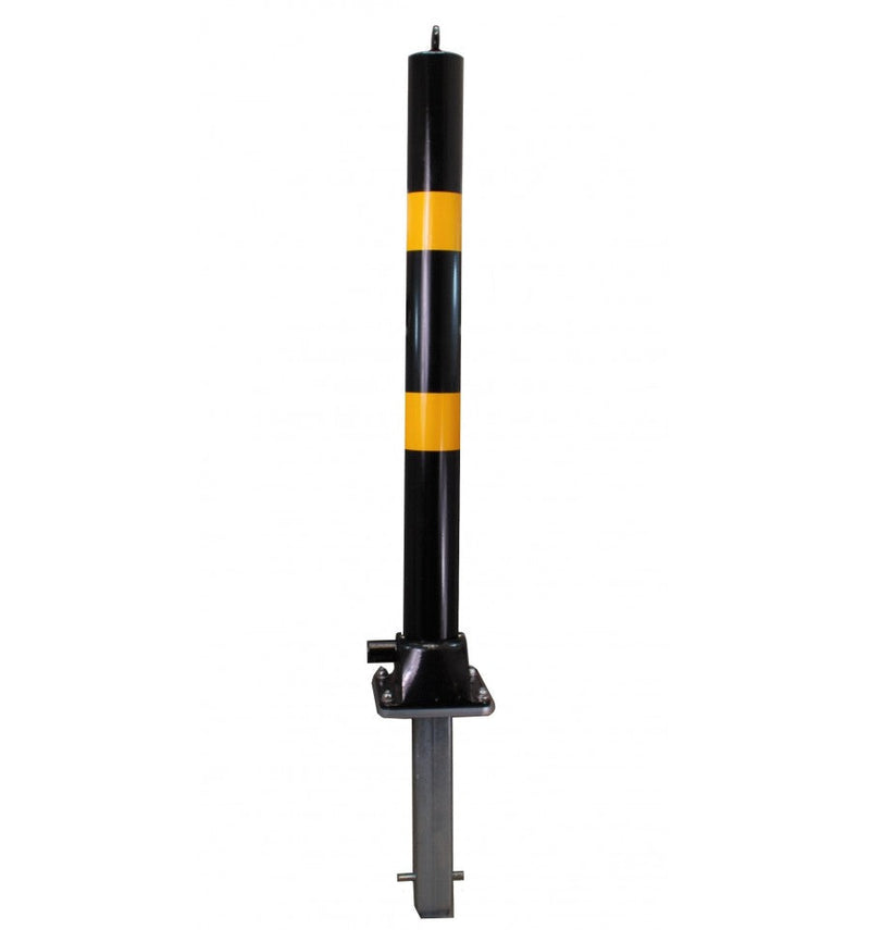 Sandy Brown Black & Yellow Fold Down Parking Post With Ground Spigot