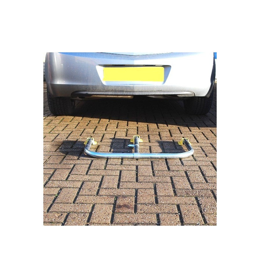 Rosy Brown Fold Down Galvanised With Red Band Parking Post Hoop & Integral Lock