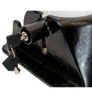 Black Large White Fold-Down Steel Security Post – Integral Lock, Top Chain Eyelet, Bolt-Down Base