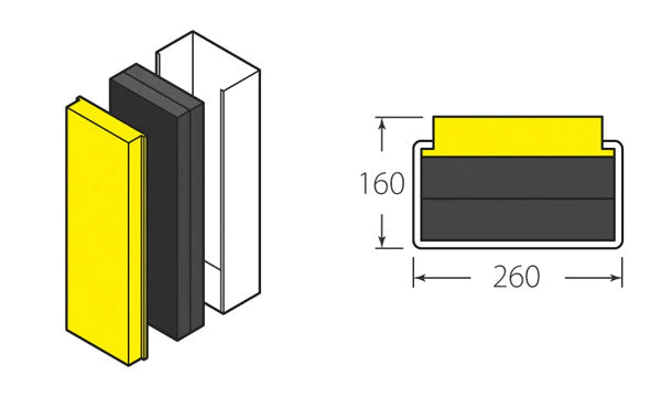 Gold Rubber & Steel Dock Bumper 760 x 275 x 165mm