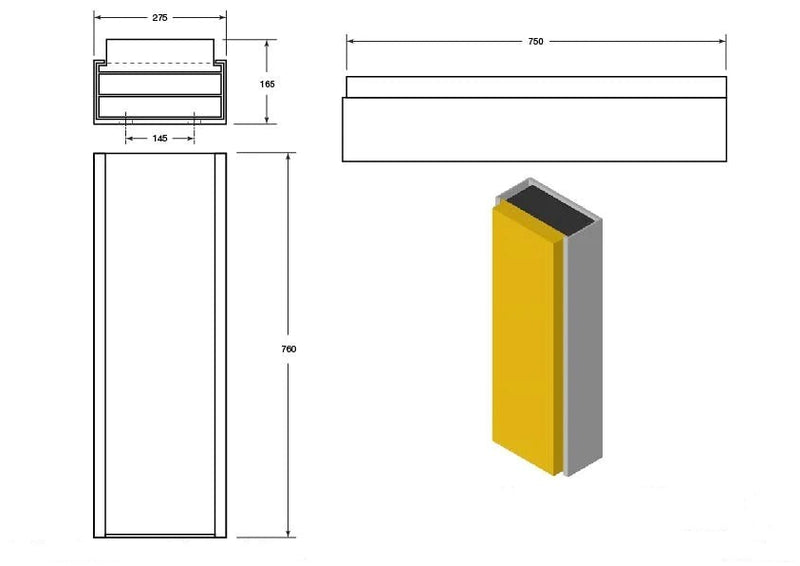 Light Slate Gray Rubber & Steel Dock Bumper 760 x 275 x 165mm