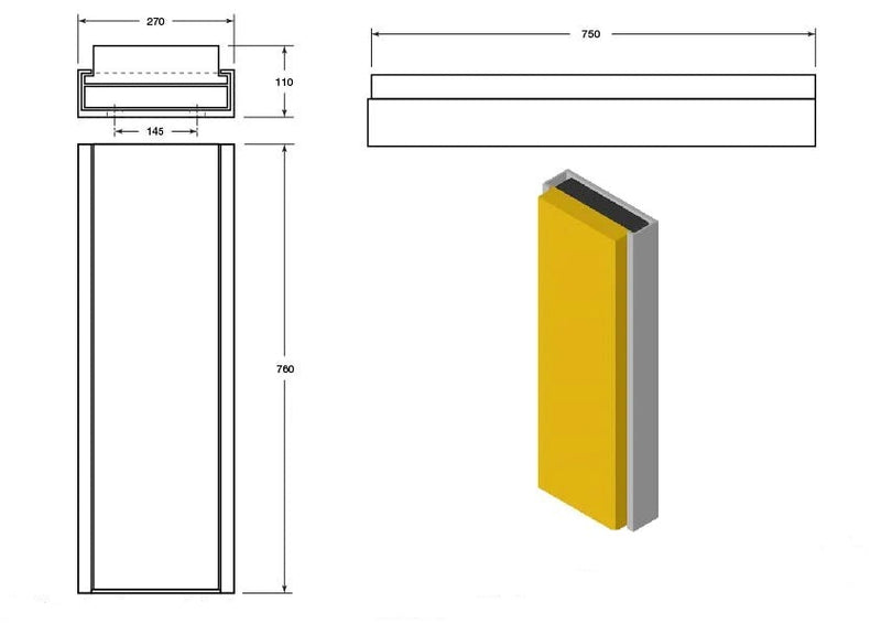 Goldenrod Rubber & Steel Dock Bumper 760 x 270 x 110mm