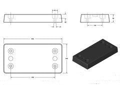 Dark Slate Gray SBR Rubber Dock Bumper - 600 x 300 x 80mm