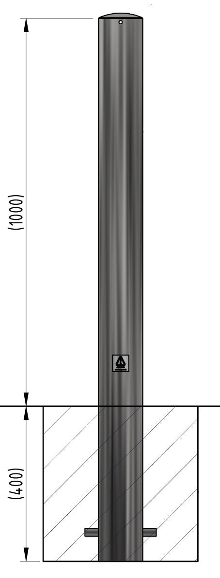 Dim Gray 48mm - 204mm Stainless Steel Plain Round Bollard 1000mm Above Ground
