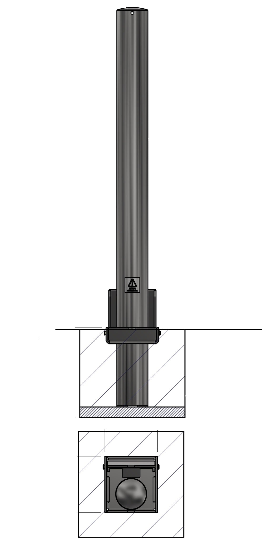 Dim Gray Removable Stainless Steel Security Bollard – 1000mm Height, 60mm–204mm Diameter